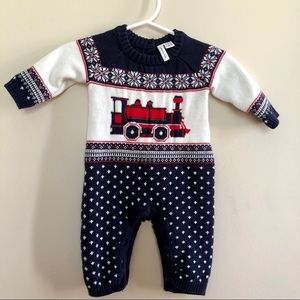 Knit train one piece outfit